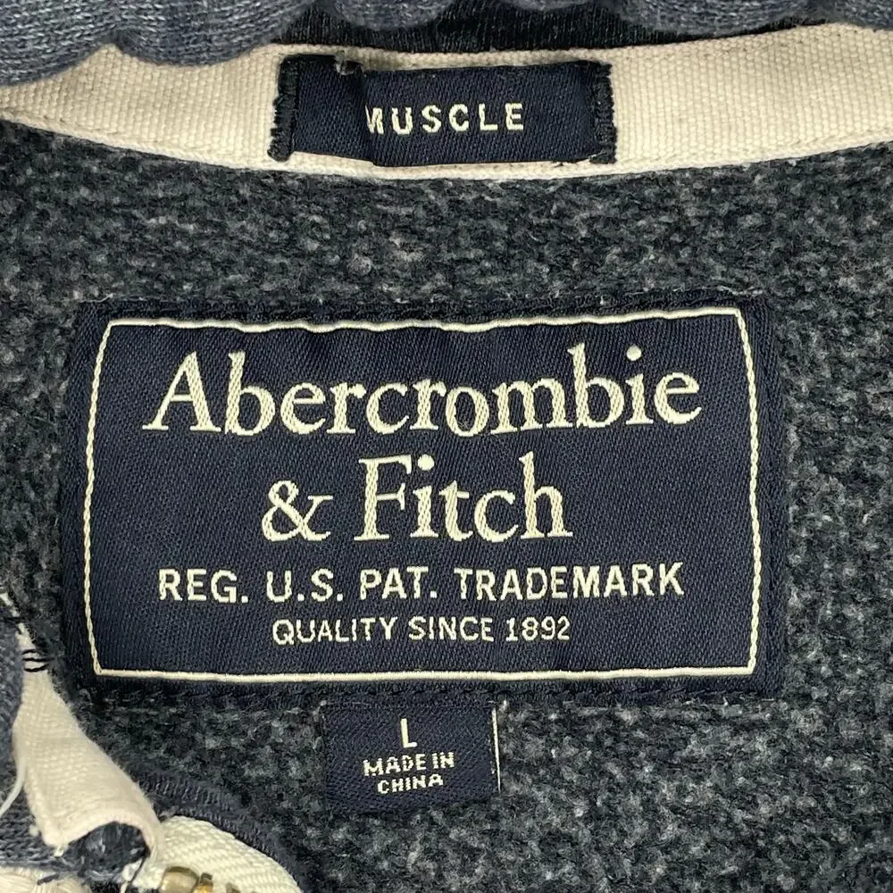 Abercrombie & Fitch Muscle Hoodie Full Zip, Blue Sz. L‎ Outdoor Y2K *READ*